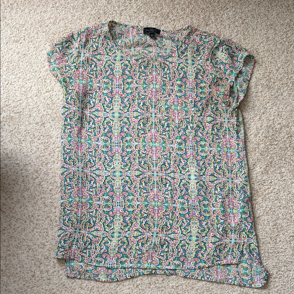 The Limited Multicolor Patterned Short Sleeve Top